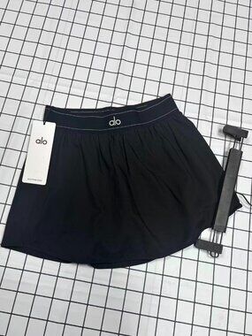 🔥Alo Yoga🔥Black Match Point Tennis Skirt Minimalist Sport Style